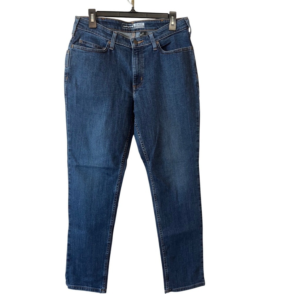 Carhartt Womens Rugged Flex Relaxed Straight Leg Jeans Dark Wash BD5383-W 10R